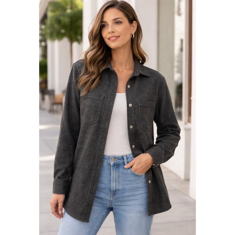 Casa Cabana Dark Gray Button Down Shacket Women's Small - Picture 5 of 5
